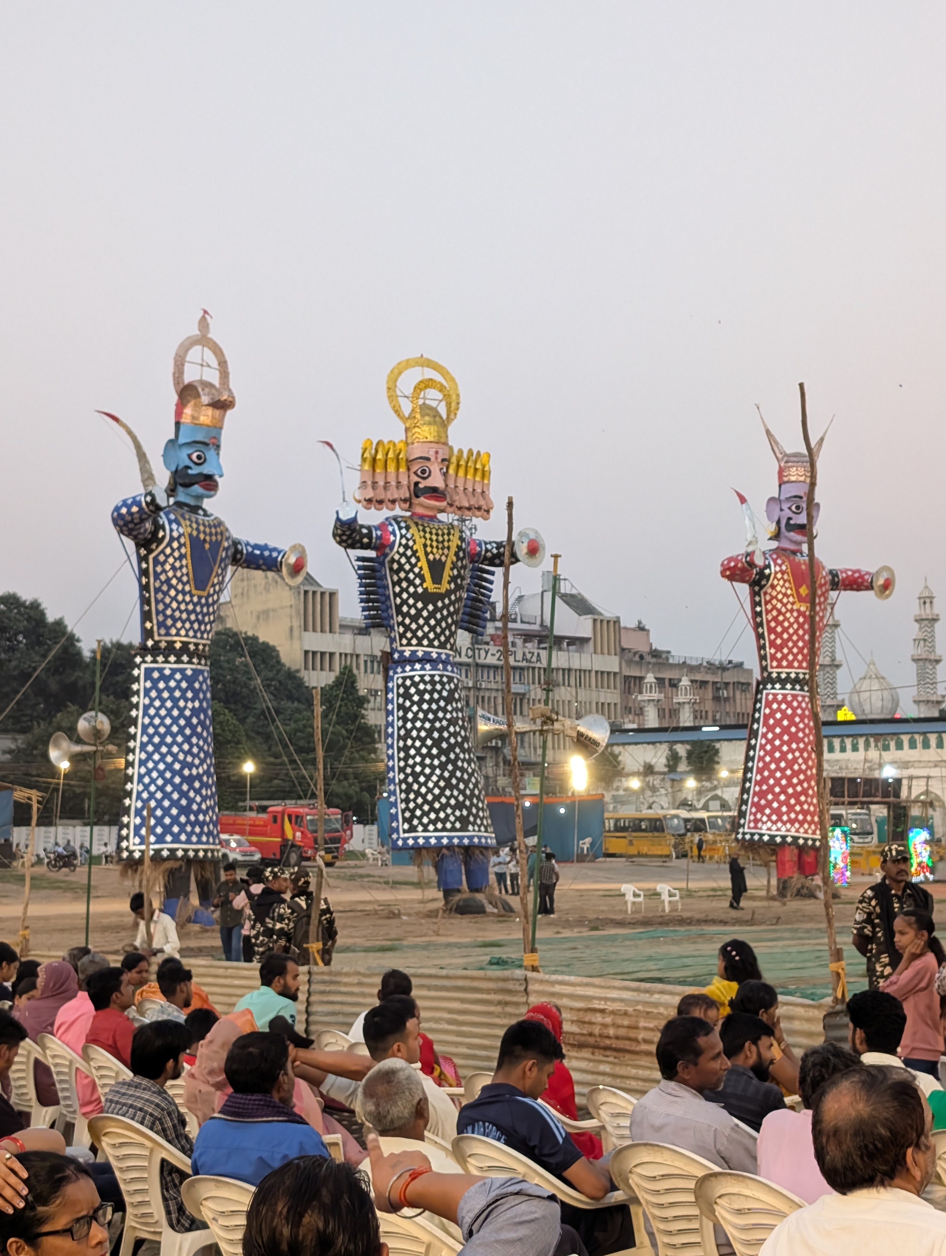 Dussehra effigies before