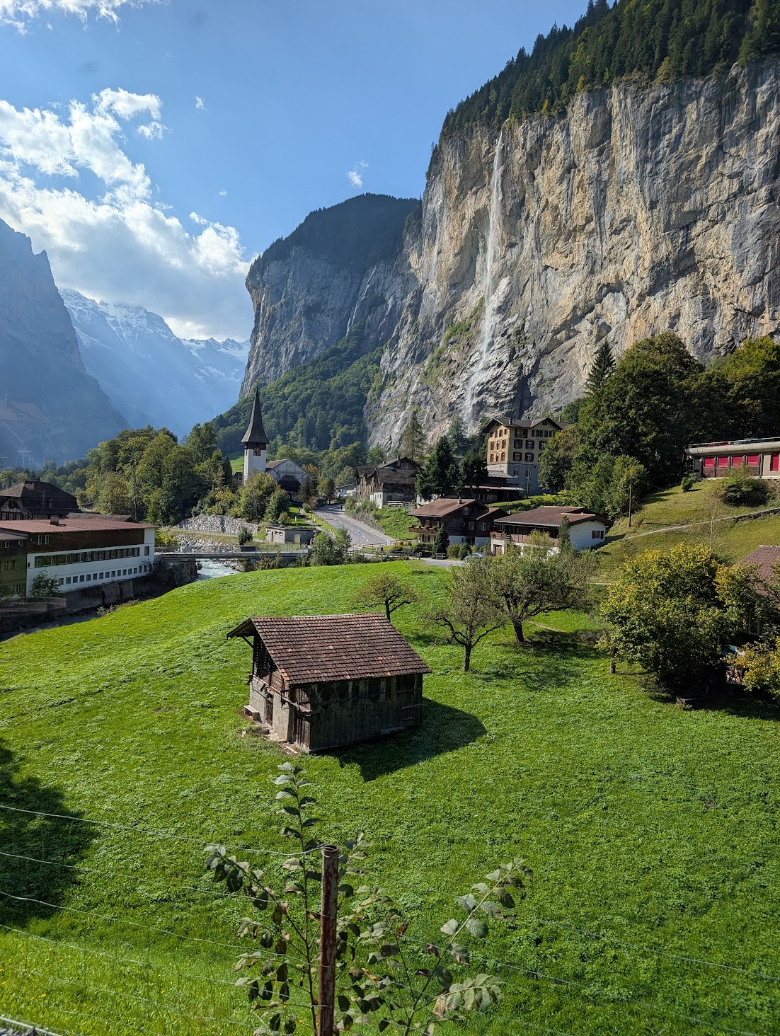 View from train from Wengen into Lauterbrunnen