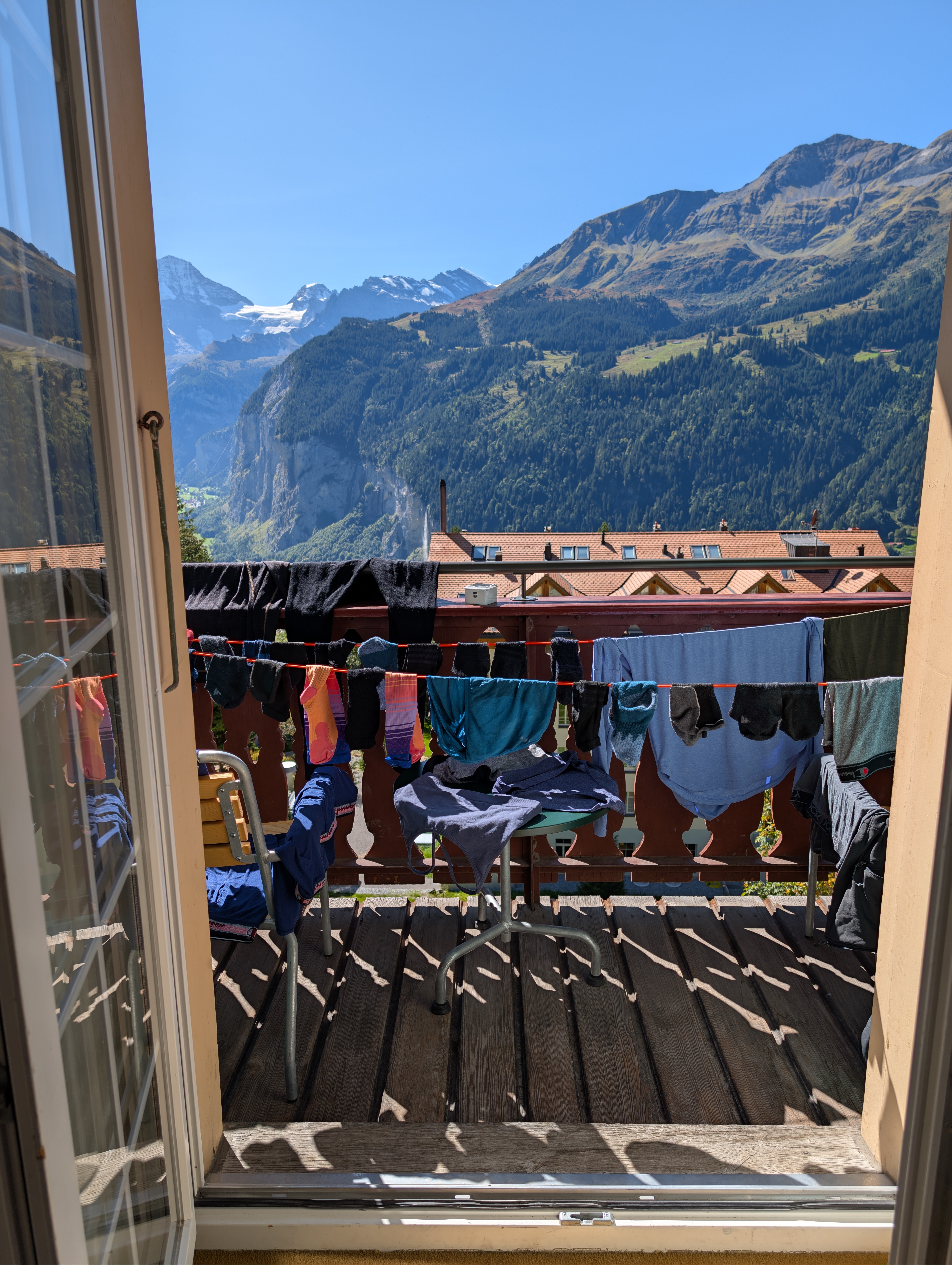 Laundry drying in our hotel in Wengen